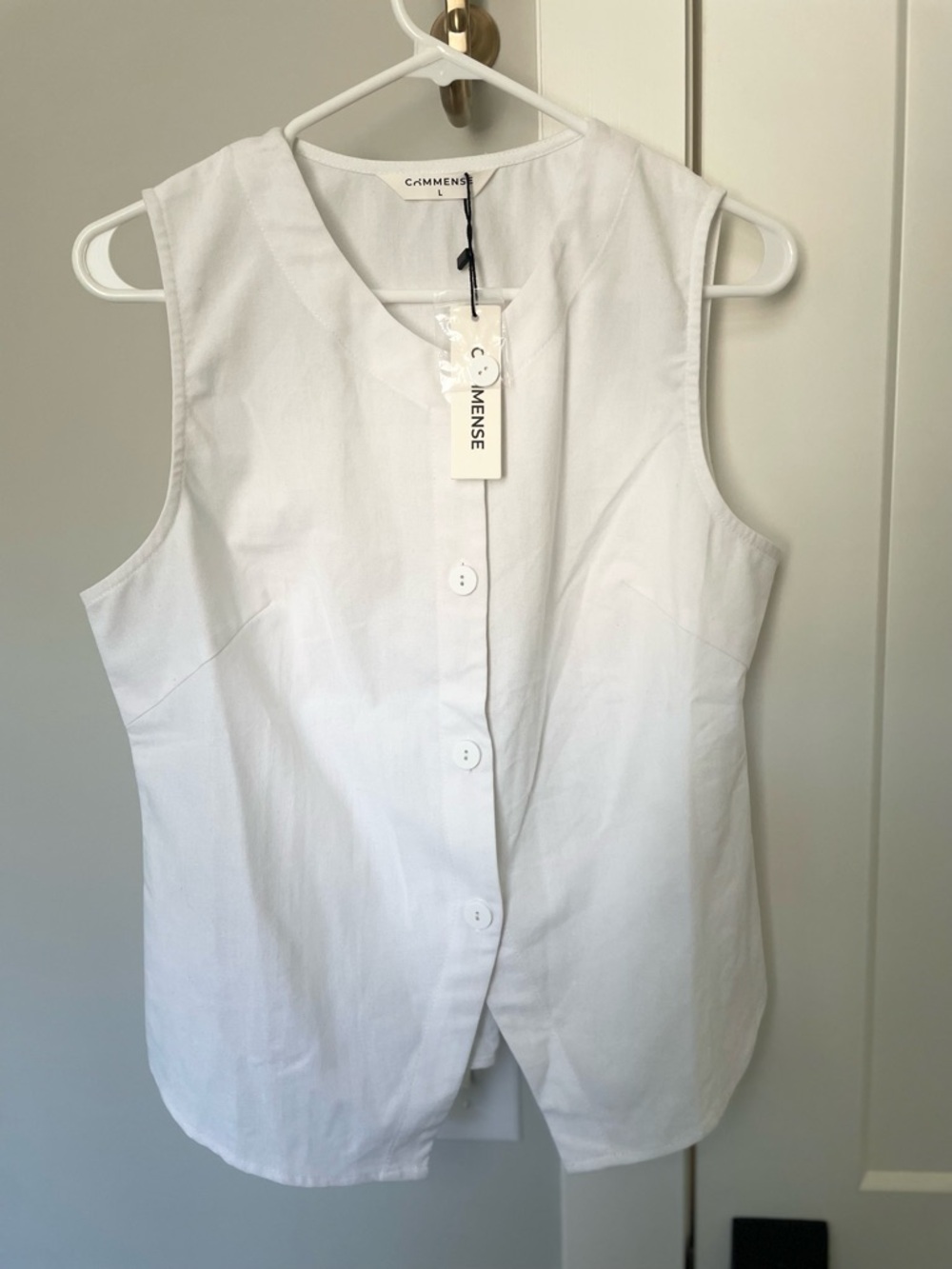 Commense Linen Blend Button Up Tank Top - Large